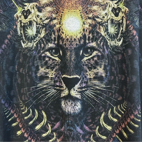 The Kooples Enchanted Tiger Black Short Sleeve Black T-shirt Size Small - Picture 3 of 10